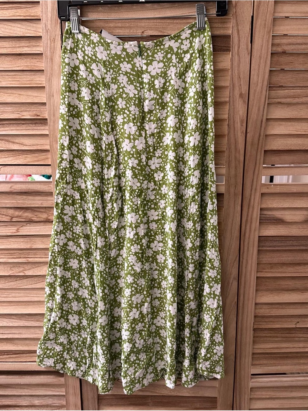 Reformation Zoe Side Slit Midi Skirt Tempo Floral Green White Size 2 - Picture 5 of 6